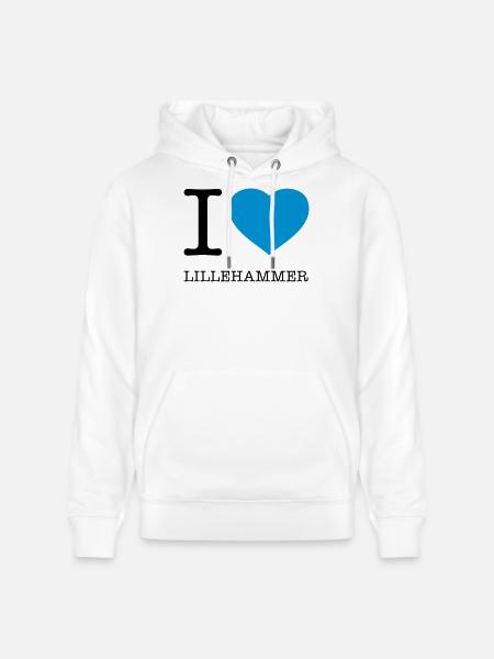 I LOVE LILLEHAMMER Norway - Stanley/Stella CRUISER Unisex Organic Hoodie - white