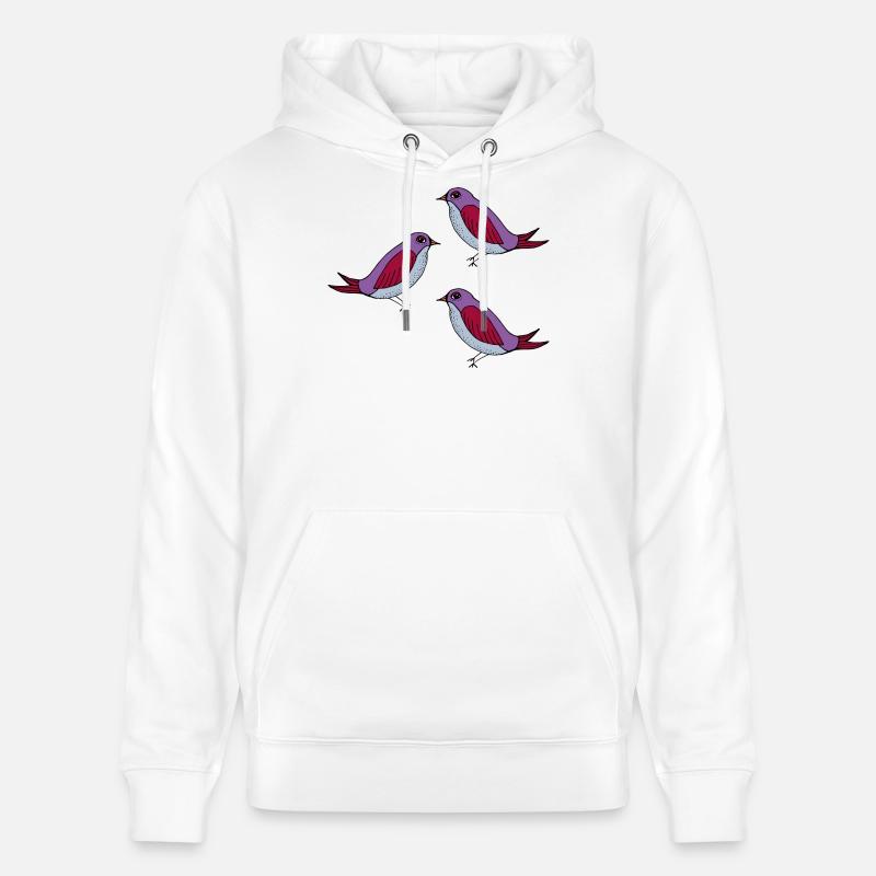 Trio à motifs d’oiseaux violets - Sweat à capuche bio CRUISER Stanley/Stella Unisexe - blanc