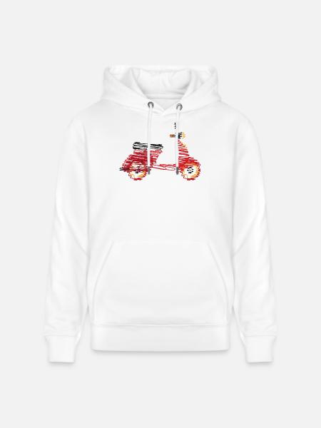 Scooter rétro – Dessin abstrait en gribouillis - Sweat à capuche bio CRUISER Stanley/Stella Unisexe - blanc