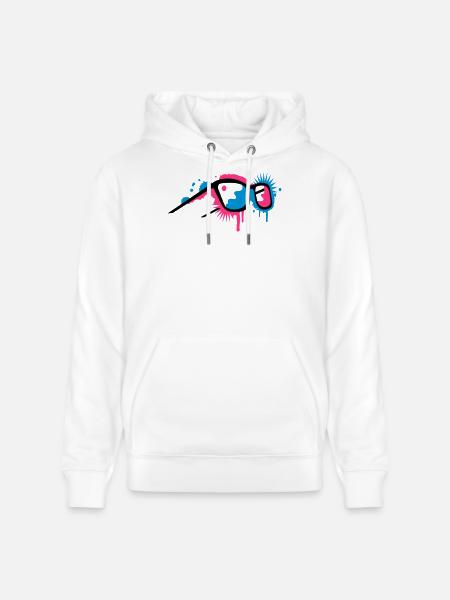 3D glasses in graffiti style - Stanley/Stella CRUISER Unisex Organic Hoodie - white