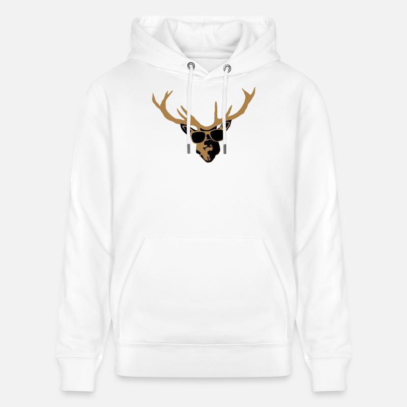 Cerfs avec des lunettes - Sweat à capuche bio CRUISER Stanley/Stella Unisexe - blanc