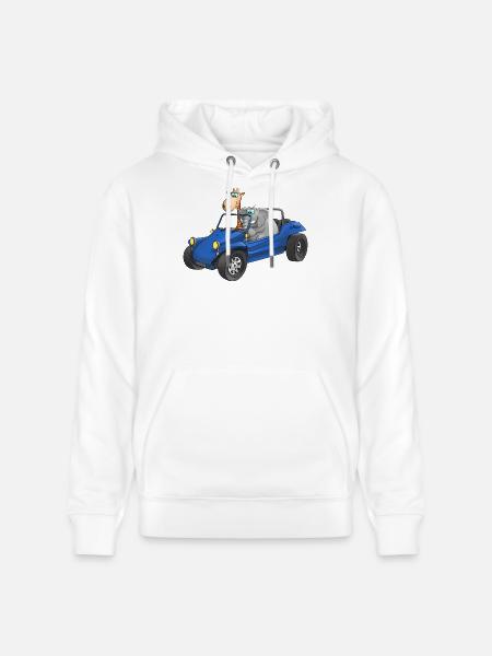 Elephant and giraffe in buggy - Stanley/Stella CRUISER Unisex Organic Hoodie - white