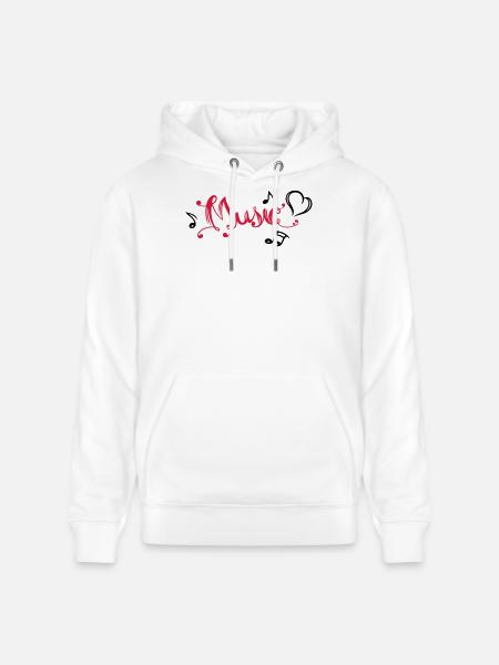 Music Script Music Notes Heart Music Festival - Stanley/Stella CRUISER Unisex Organic Hoodie - white