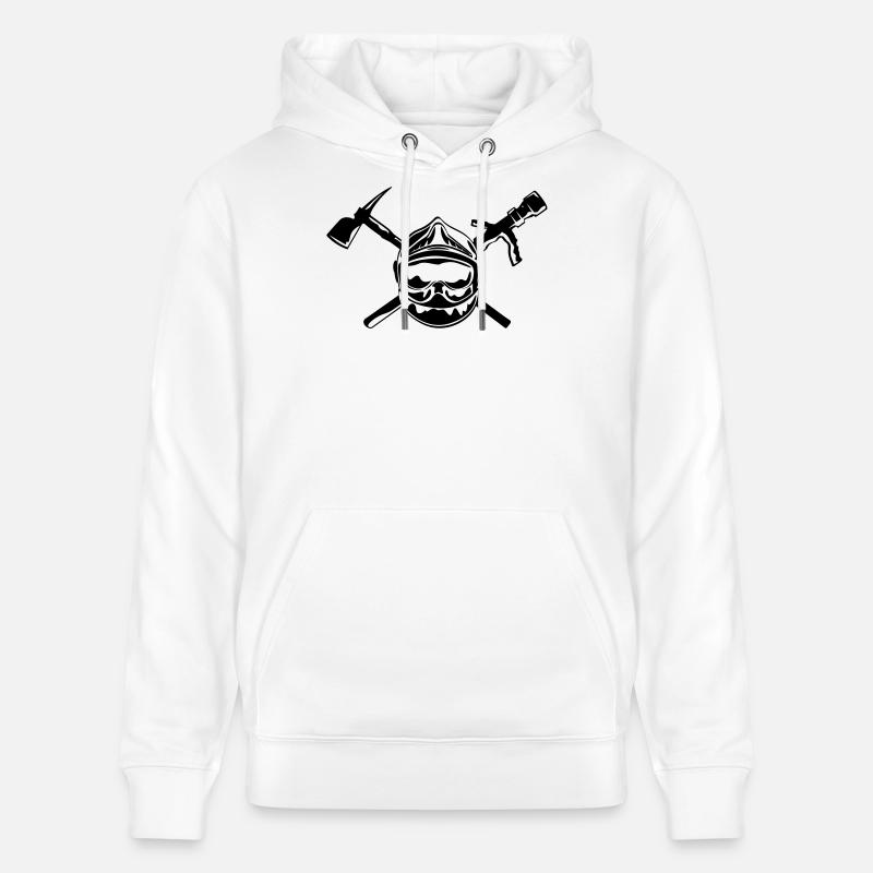 casque_pompier_hache et lance - Sweat à capuche bio CRUISER Stanley/Stella Unisexe - blanc