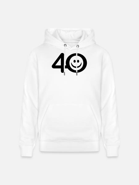 Zum Vierzigsten: 40 mit Lächel-Emoticon - Stanley/Stella Unisex Bio-Hoodie CRUISER - Weiß