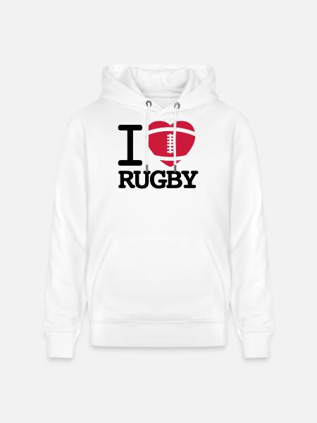 I love Rugby - Stanley/Stella CRUISER Unisex Organic Hoodie - white