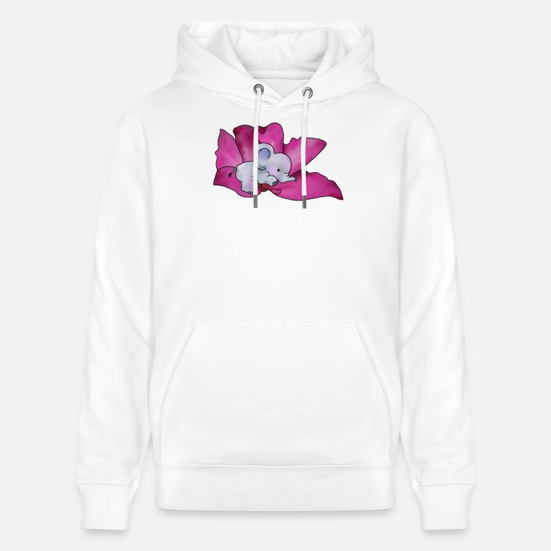 Éléphant en fleur - Sweat à capuche bio CRUISER Stanley/Stella Unisexe - blanc