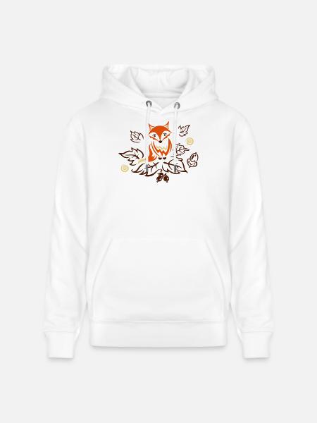 Little fox with leaves, autumn. - Stanley/Stella CRUISER Unisex Organic Hoodie - white