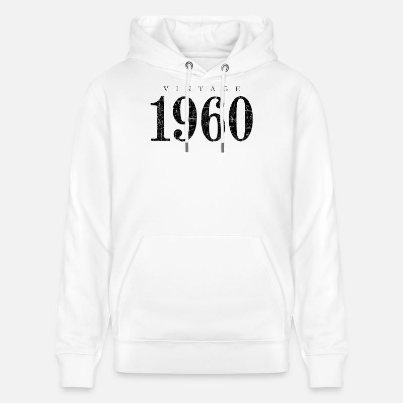 Millésime 1960 (Antique Black) Anniversaire - Sweat à capuche bio CRUISER Stanley/Stella Unisexe - blanc