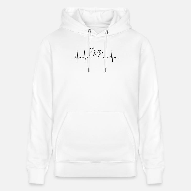 Battement de cœur chat Lineart - Sweat à capuche bio CRUISER Stanley/Stella Unisexe - blanc