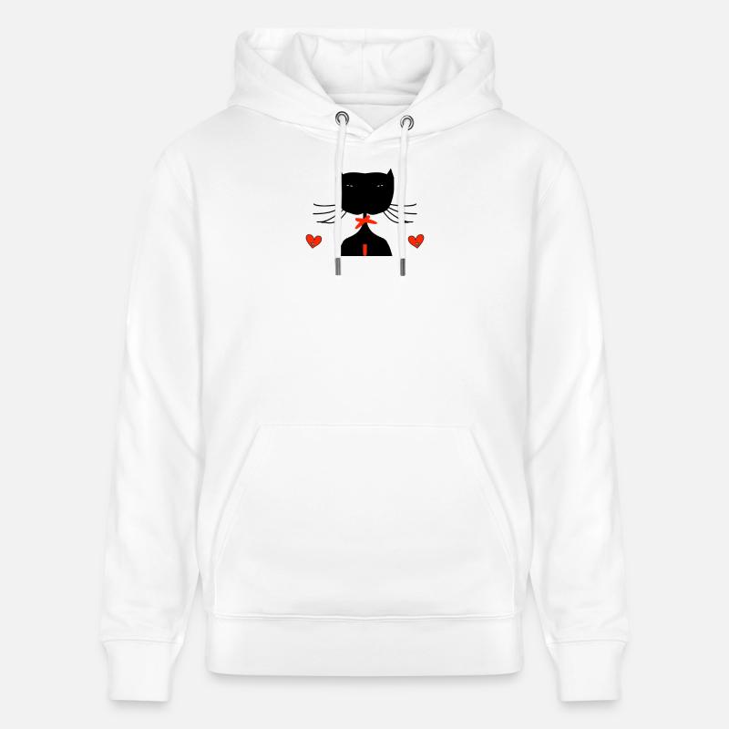 chat noir - Sweat à capuche bio CRUISER Stanley/Stella Unisexe - blanc