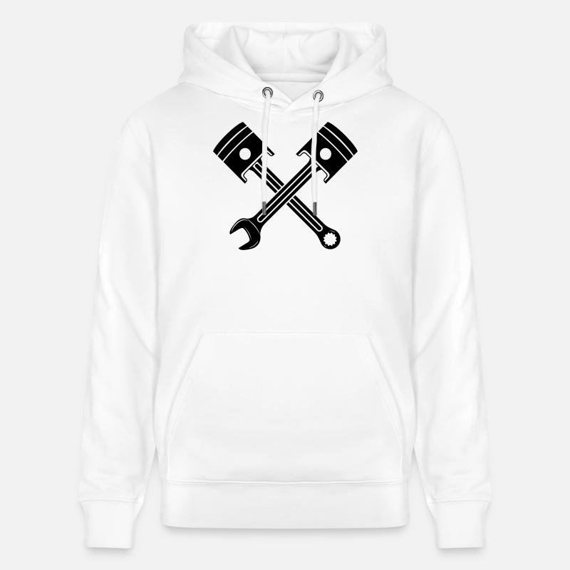 Clé de piston du moteur croisée - Sweat à capuche bio CRUISER Stanley/Stella Unisexe - blanc