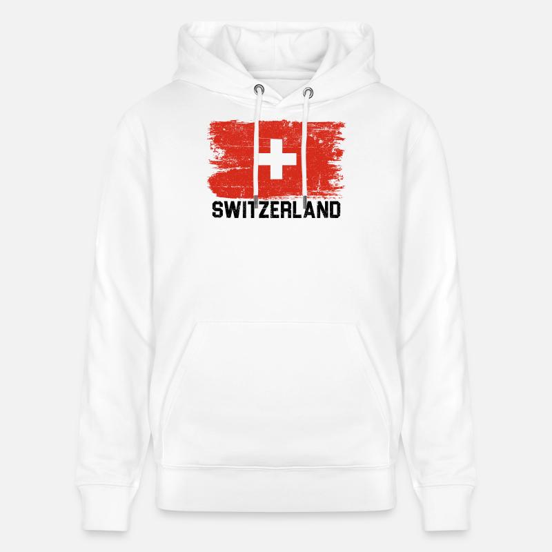 Croix du drapeau suisse - Sweat à capuche bio CRUISER Stanley/Stella Unisexe - blanc