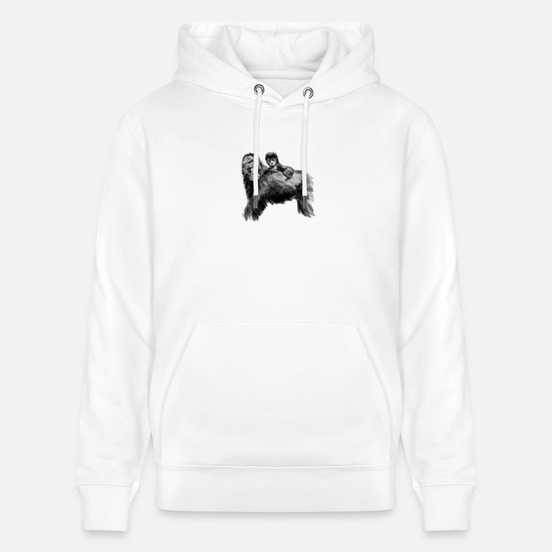 Gorille papa avec bébé - Sweat à capuche bio CRUISER Stanley/Stella Unisexe - blanc