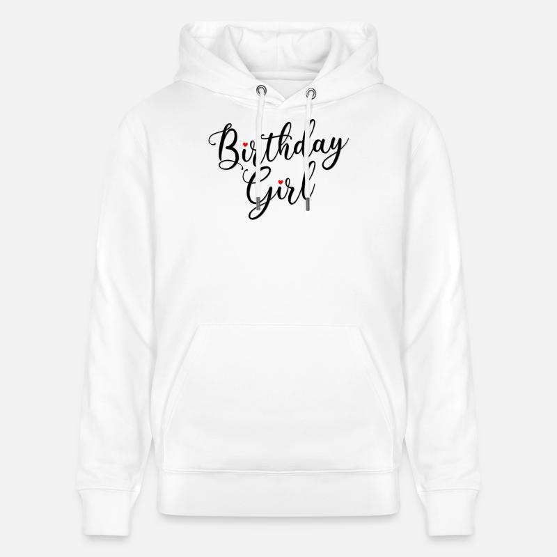 Fille d’anniversaire Script Coeurs - Sweat à capuche bio CRUISER Stanley/Stella Unisexe - blanc