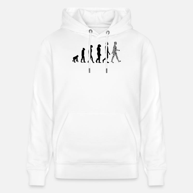 Evolution QR Code - Humor Gesundheits-Pass - Stanley/Stella Unisex Bio-Hoodie CRUISER  - Weiß