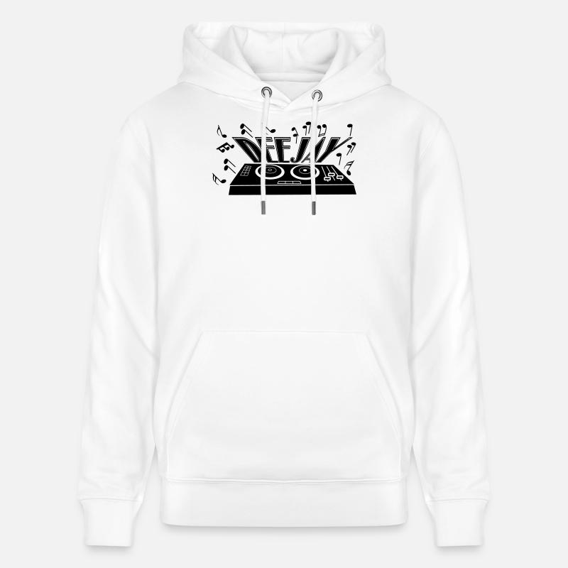 Deejay avec platine et tons - Sweat à capuche bio CRUISER Stanley/Stella Unisexe - blanc