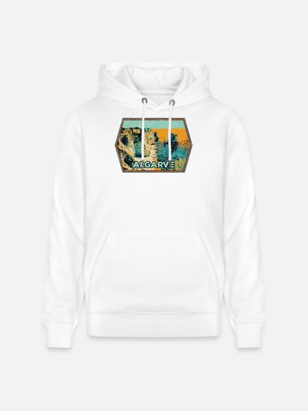 Badge retro, Algarve Portugal, plage été soleil - Sweat à capuche bio CRUISER Stanley/Stella Unisexe - blanc