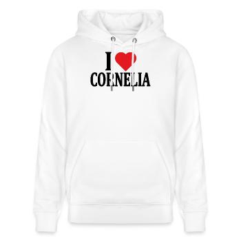 T-Shirt Ich liebe Cornelia T-Shirt Geschenkidee - Stanley/Stella Unisex Bio-Hoodie CRUISER  - Weiß - Vorne - Alina (178cm) & Michal (187cm)