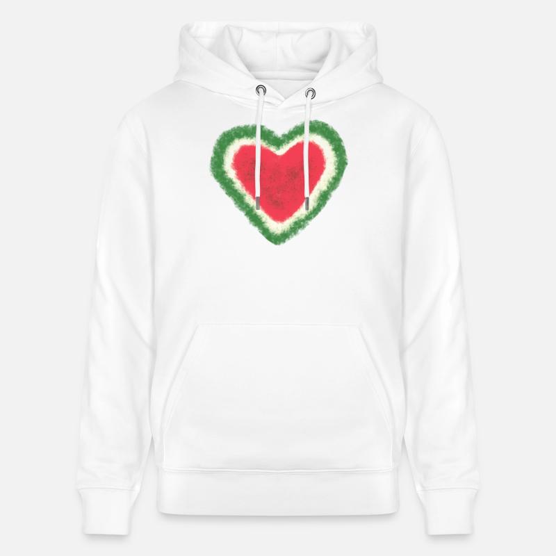 Melon, Pastèque, Aquarelle, Cœur - Sweat à capuche bio CRUISER Stanley/Stella Unisexe - blanc