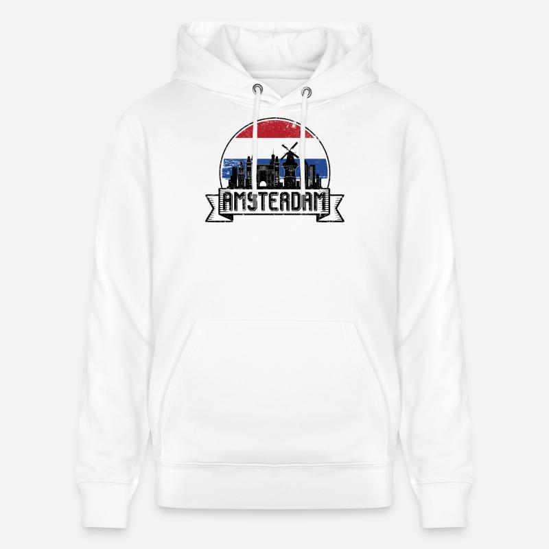 Badge rétro d’Amsterdam Skyline - Sweat à capuche bio CRUISER Stanley/Stella Unisexe - blanc