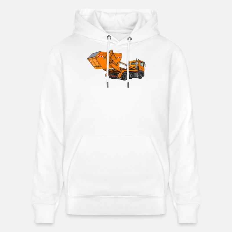 Camion avec benne, chargeur à benne - Sweat à capuche bio CRUISER Stanley/Stella Unisexe - blanc