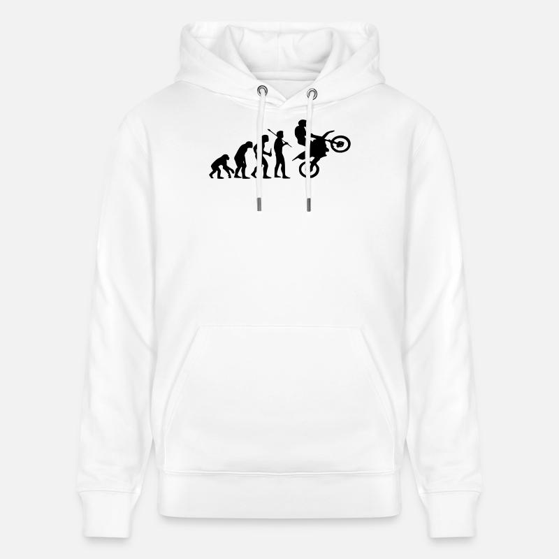 Evolution Monkey au Motocross - Sweat à capuche bio CRUISER Stanley/Stella Unisexe - blanc