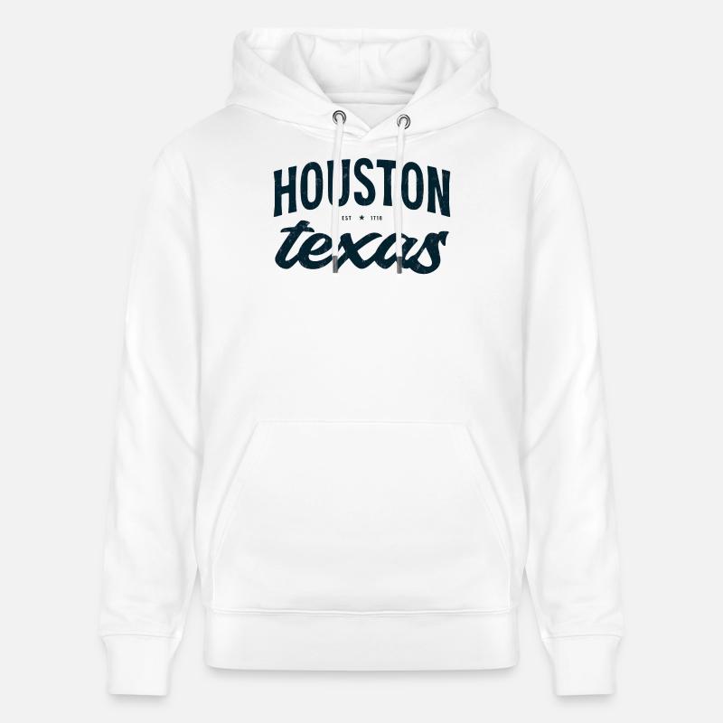Houston Texas Script Emblem Tee - Stanley/Stella Unisex Bio-Hoodie CRUISER  - Weiß