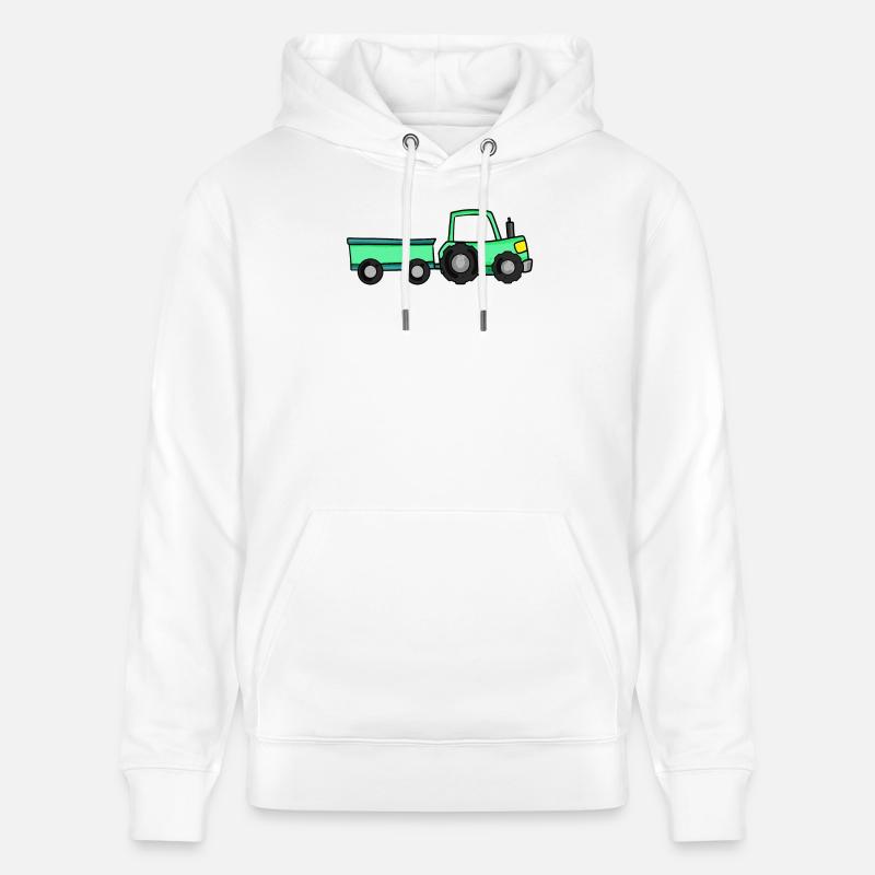 Tracteur avec remorque - Sweat à capuche bio CRUISER Stanley/Stella Unisexe - blanc