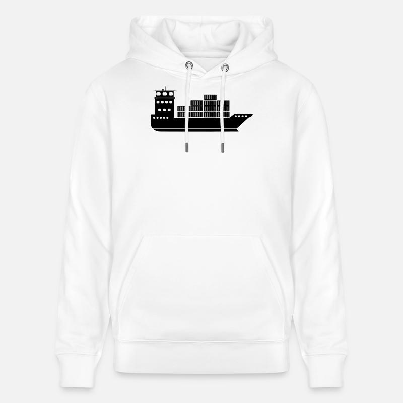 Seecontainerschiff oder Boot mit Containern - Stanley/Stella Unisex Bio-Hoodie CRUISER  - Weiß