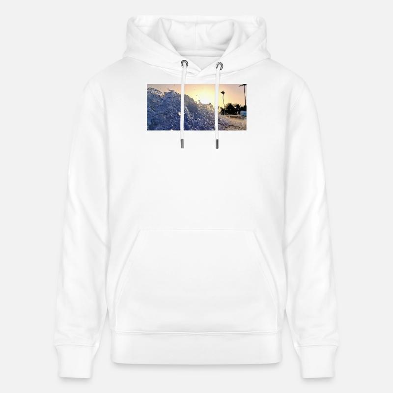 Vague de Plage Nocturne - Sweat à capuche bio CRUISER Stanley/Stella Unisexe - blanc