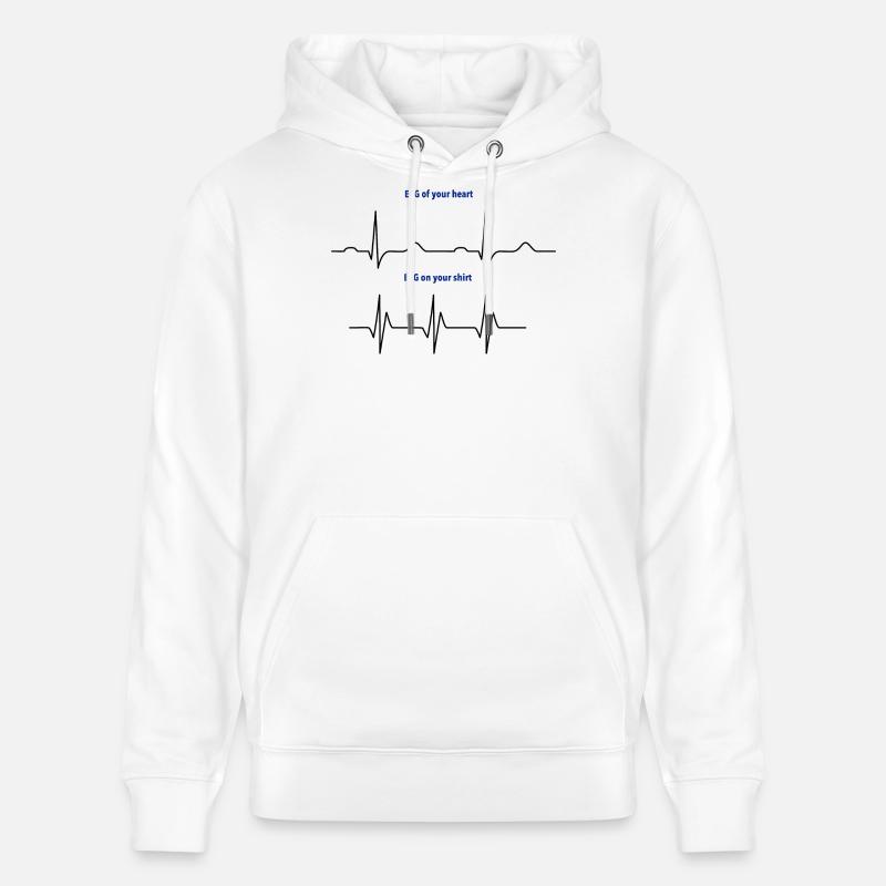 Électrocardiogramme (ECG) rythme réel vs mode - Sweat à capuche bio CRUISER Stanley/Stella Unisexe - blanc