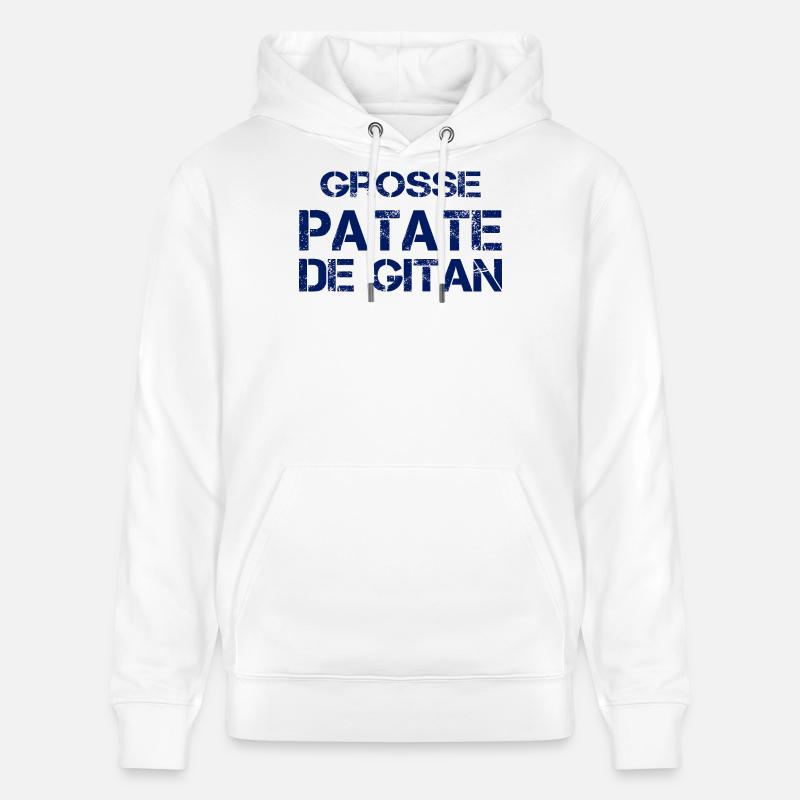 Grosse Patate de Gitan (bleu) - Sweat à capuche bio CRUISER Stanley/Stella Unisexe - blanc