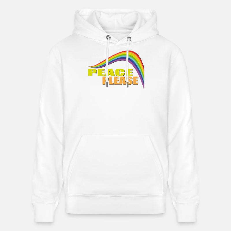PEACE PLEASE with Rainbow - Stanley/Stella Unisex Bio-Hoodie CRUISER  - Weiß