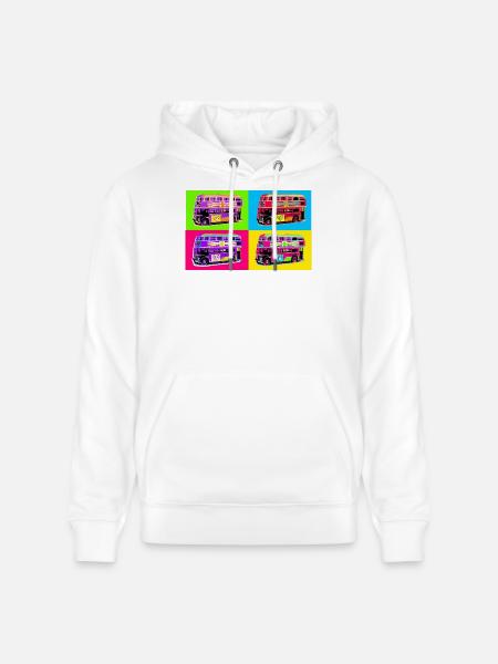 London Pop Art Rainbow Bus - Stanley/Stella CRUISER Unisex Organic Hoodie - white