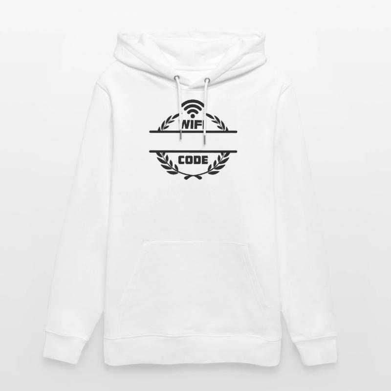 WLAN-Code im Lorbeerkranz mit leerer Textleiste Stanley/Stella Unisex Bio-Hoodie CRUISER 