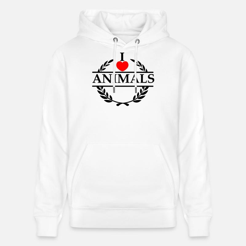 Couronne de laurier J’aime les ANIMAUX - Sweat à capuche bio CRUISER Stanley/Stella Unisexe - blanc