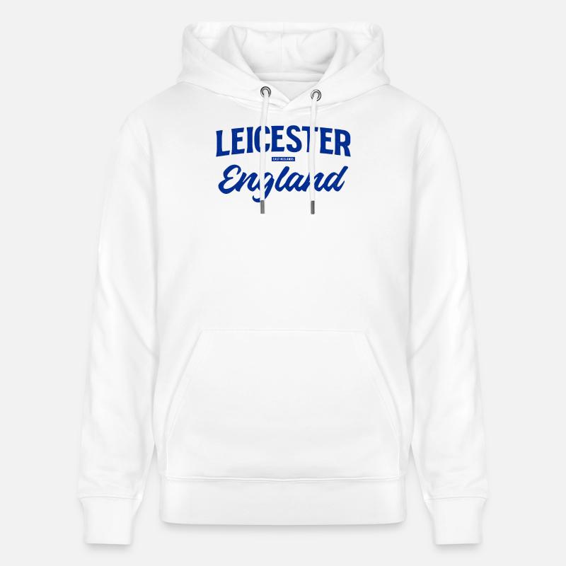 Leicester England Script Logo - Stanley/Stella Unisex Bio-Hoodie CRUISER  - Weiß