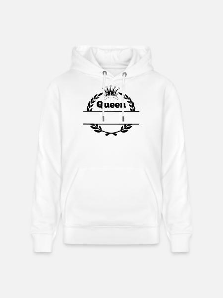 Queen in laurel wreath and crown - Stanley/Stella CRUISER Unisex Organic Hoodie - white