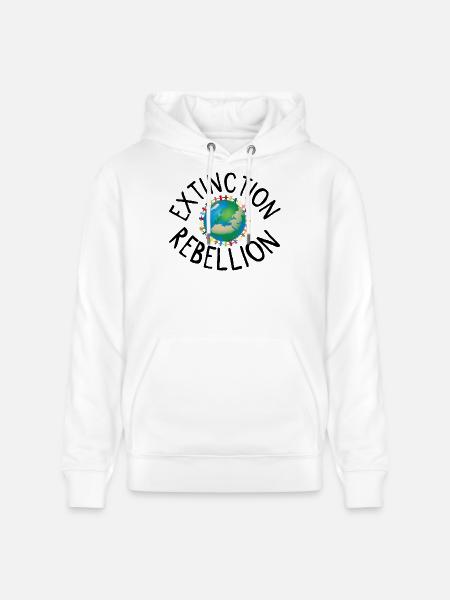 Extinction Rebellion menneskekjede svart - Stanley/Stella CRUISER økologisk unisex-hettegenser - hvit