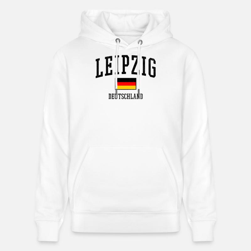 Leipzig Allemagne Design avec drapeau - Sweat à capuche bio CRUISER Stanley/Stella Unisexe - blanc
