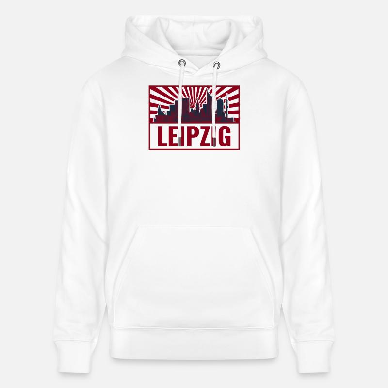 Leipzig Skyline Rétro Red - Sweat à capuche bio CRUISER Stanley/Stella Unisexe - blanc