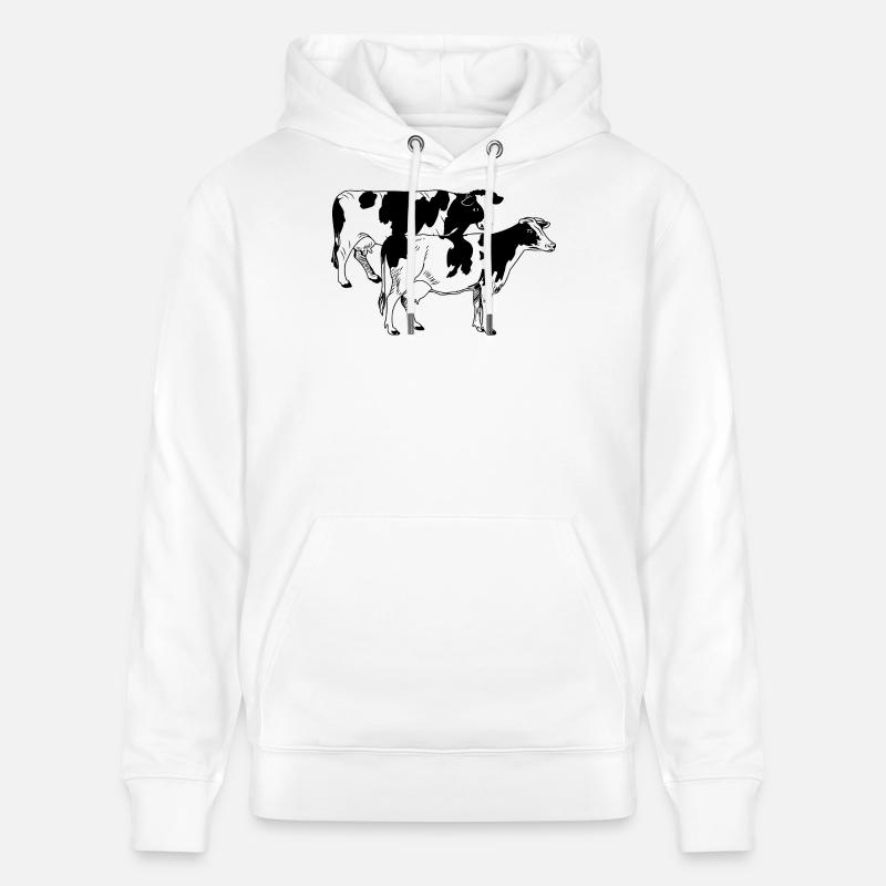 Deux vaches en noir et blanc - Sweat à capuche bio CRUISER Stanley/Stella Unisexe - blanc