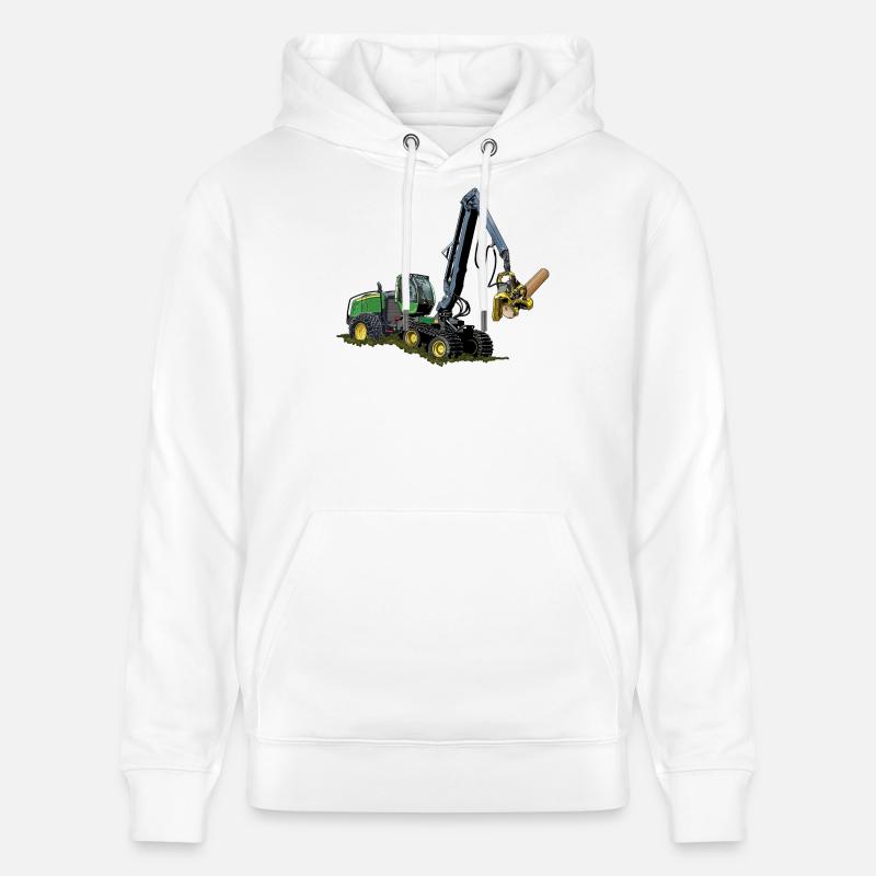 Harvester, Holzerntemaschine - Stanley/Stella Unisex Bio-Hoodie CRUISER  - Weiß