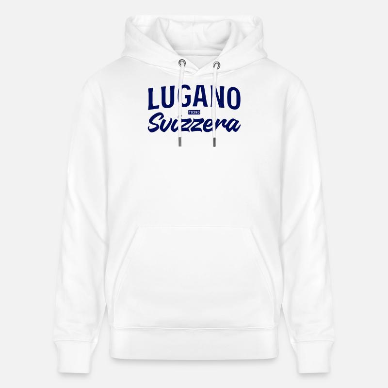 Lugano Svizzera Script Design - Sweat à capuche bio CRUISER Stanley/Stella Unisexe - blanc