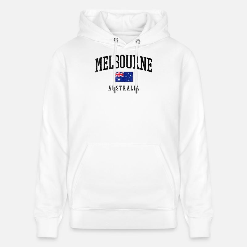 Melbourne, Australie, Conception du drapeau - Sweat à capuche bio CRUISER Stanley/Stella Unisexe - blanc
