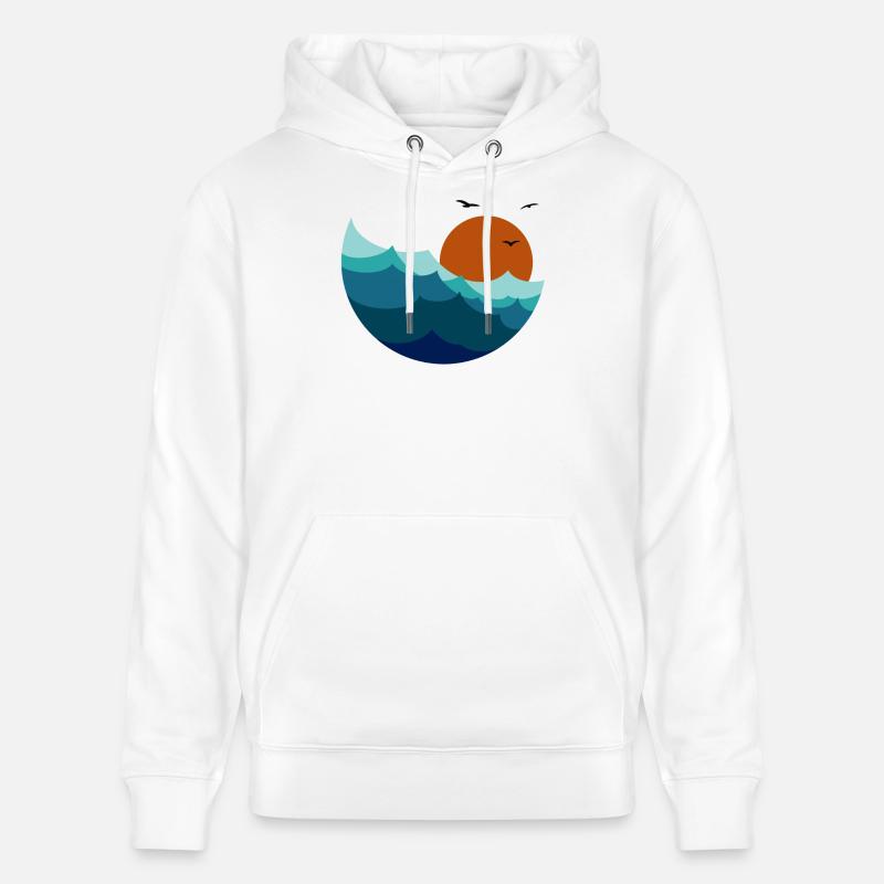 Vagues Coucher de soleil - Sweat à capuche bio CRUISER Stanley/Stella Unisexe - blanc