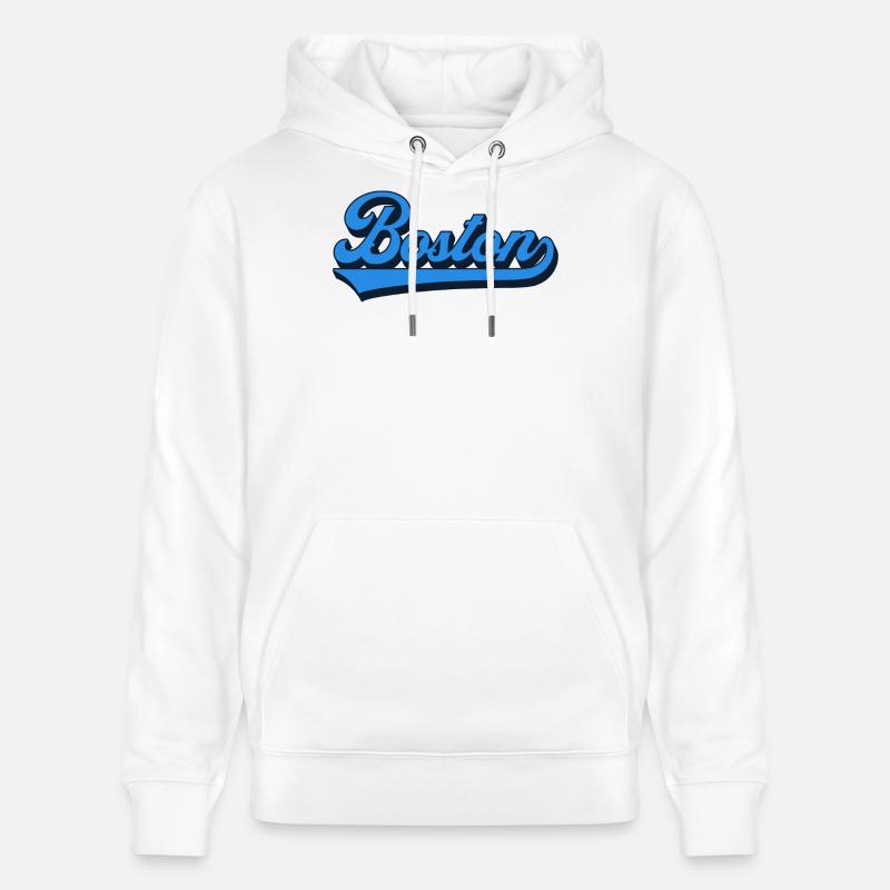 Boston Blue Script Rétro - Sweat à capuche bio CRUISER Stanley/Stella Unisexe - blanc
