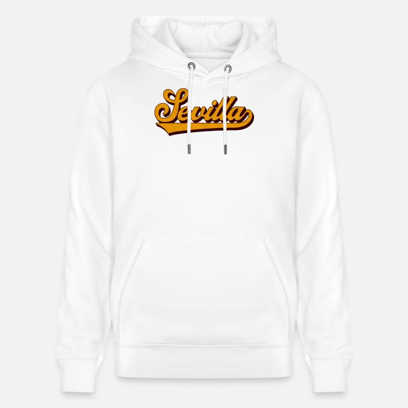 Séville Rétro Script Jaune - Sweat à capuche bio CRUISER Stanley/Stella Unisexe - blanc