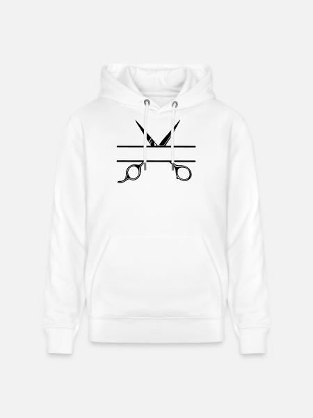 Texte bannière logo coiffeur ouvrir ciseaux - Sweat à capuche bio CRUISER Stanley/Stella Unisexe - blanc